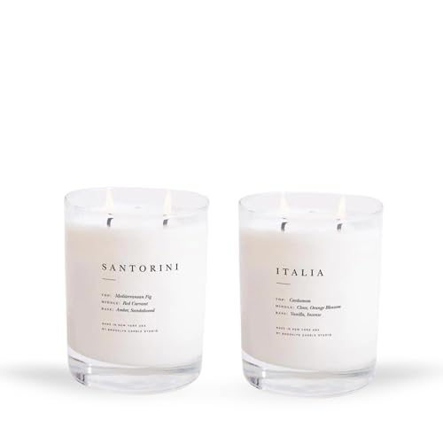 Brooklyn Candle Studio Santorini & Italia Bundle - Aromatherapy, Vegan, 70-Hour Burn - 13oz