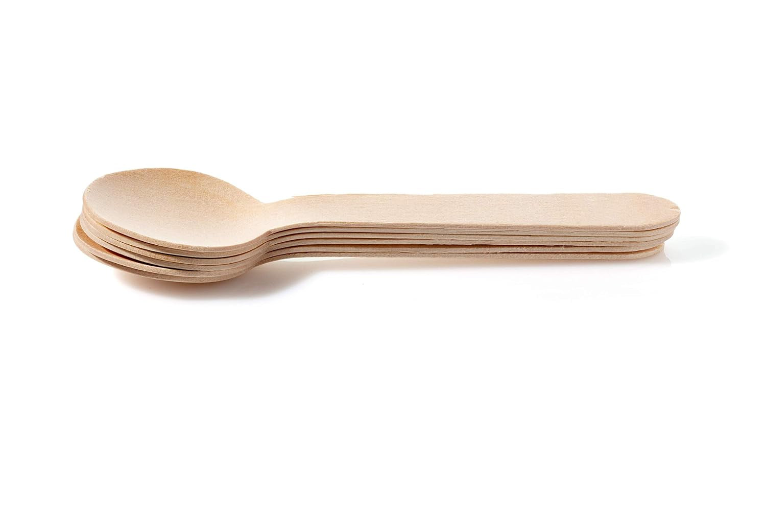 Disposable Wooden Cutlery Spoons, Compostable and Earth Friendly, 6.25 Inch Length - Pack of 100 Spoons