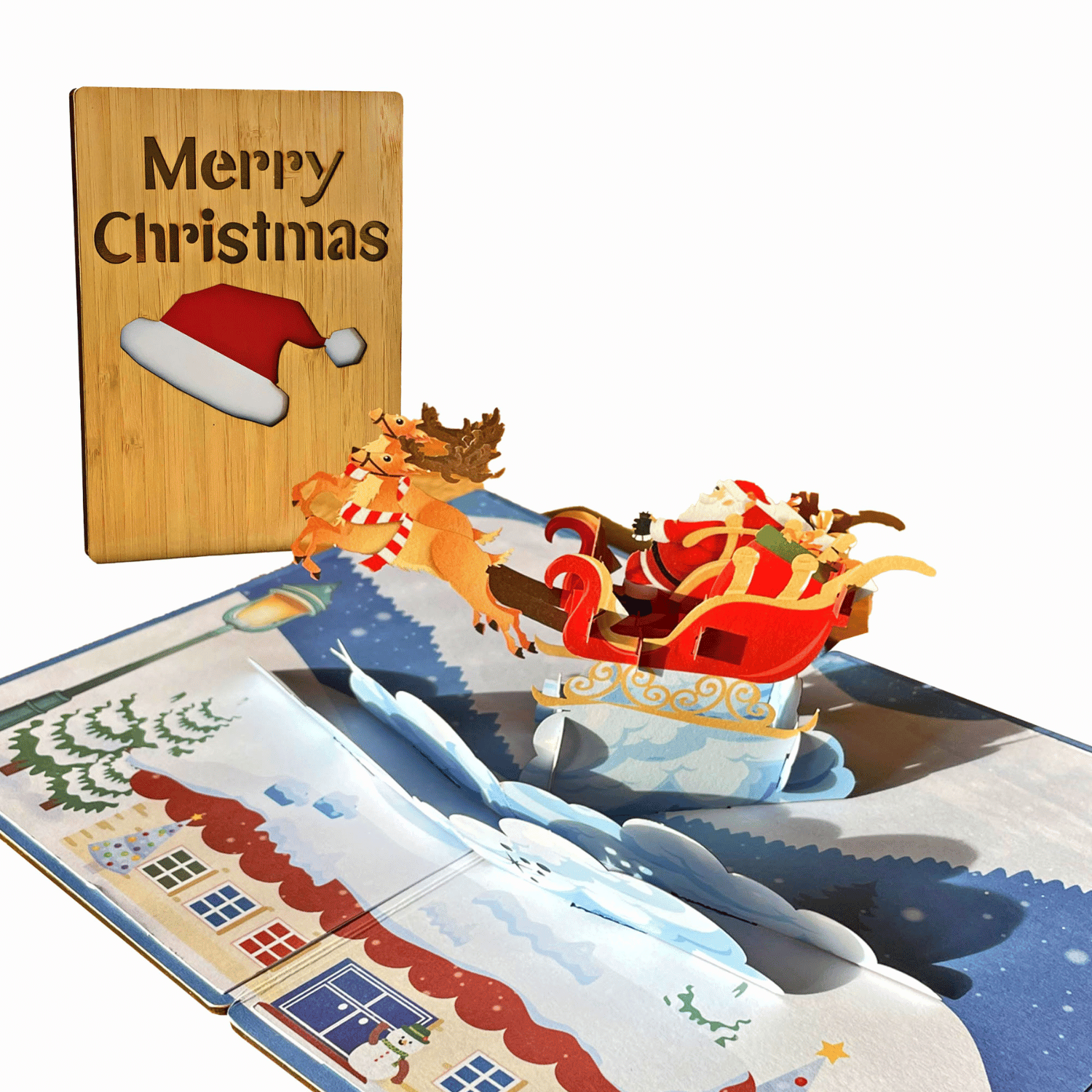 Handcrafted 3D Bamboo Christmas Card | Merry Christmas