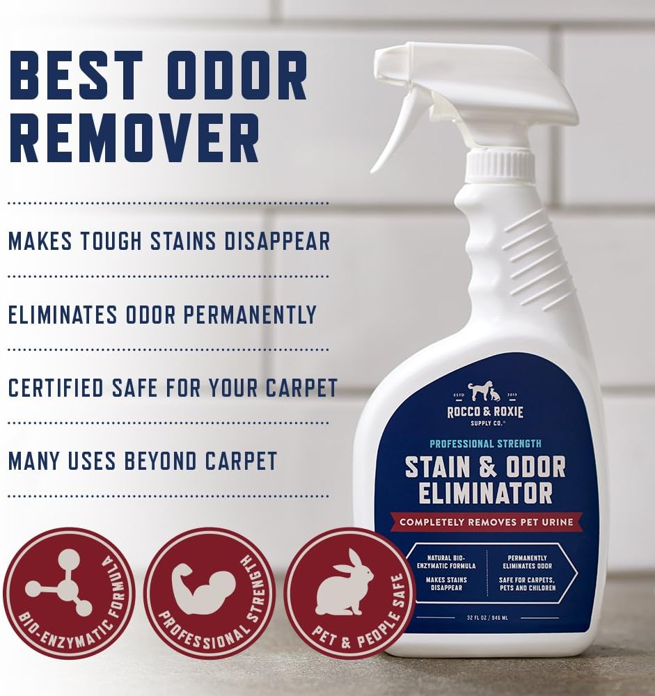 Rocco & Roxie Supply Co. Pet Stain & Odor Remover - Enzyme Formula, Safe for Kids & Pets - 32oz