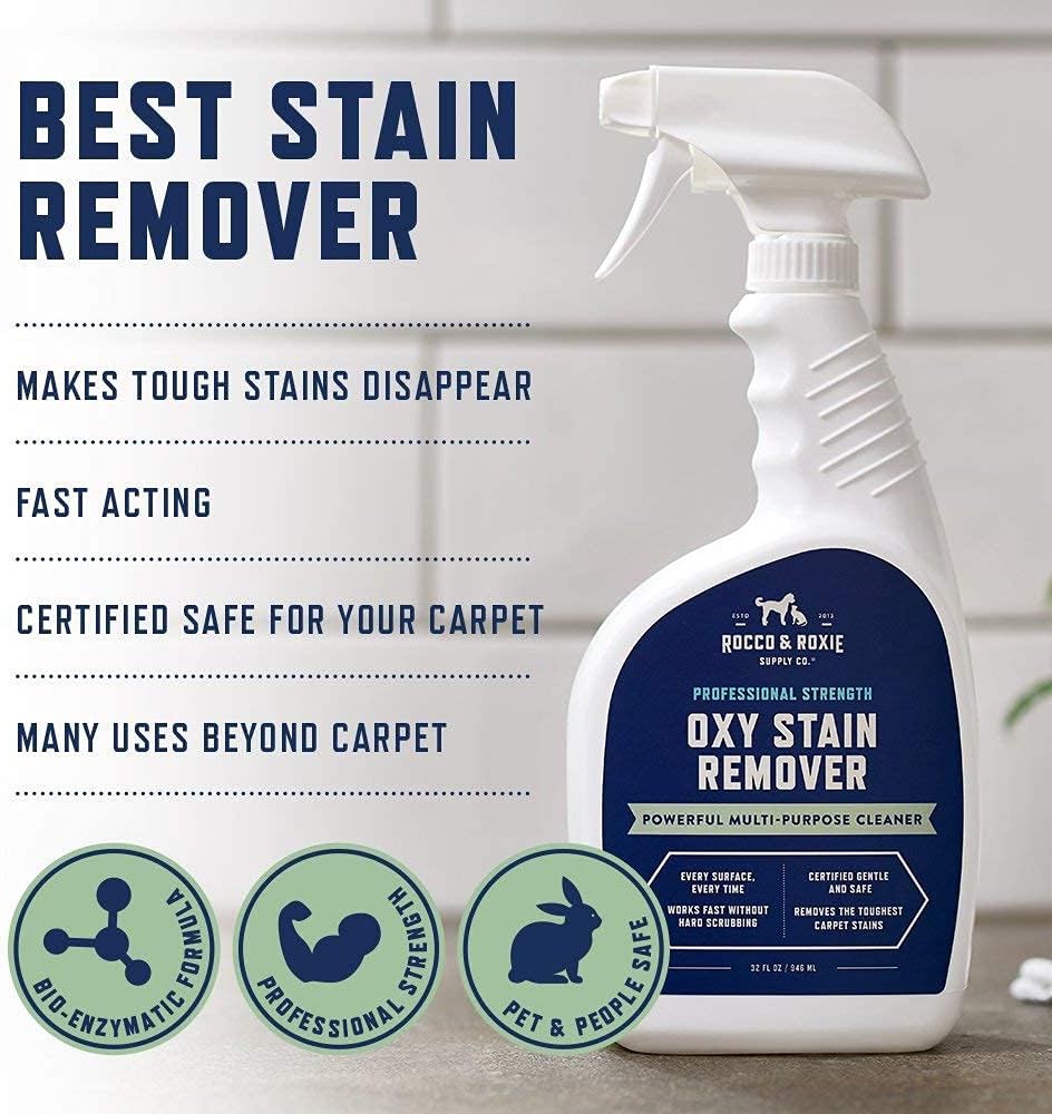 Rocco & Roxie Oxy Stain Remover - Fast Acting, Gentle Formula for Pets & Kids - 32oz Spray