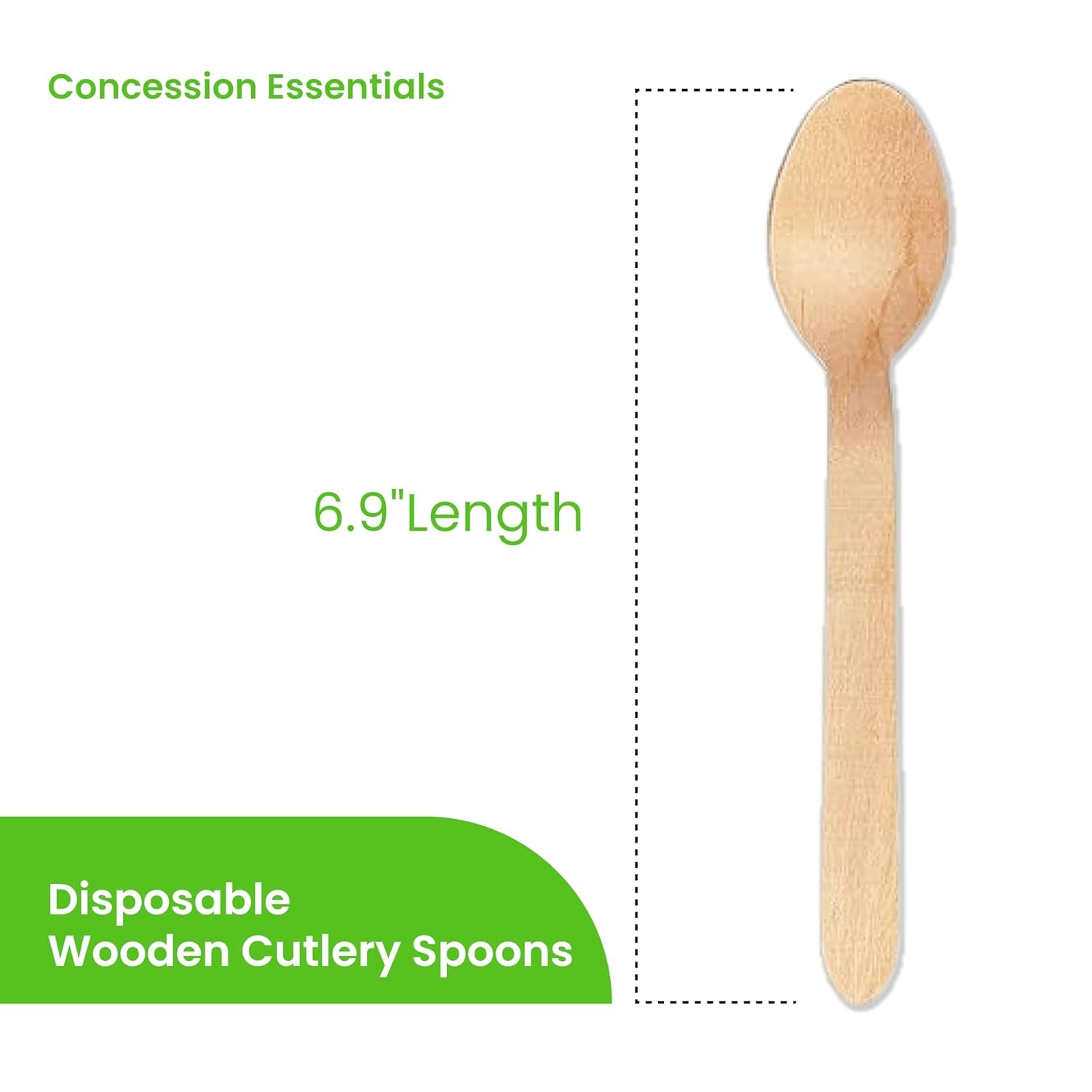 Disposable Wooden Cutlery Spoons, Compostable and Earth Friendly, 6.25 Inch Length - Pack of 100 Spoons