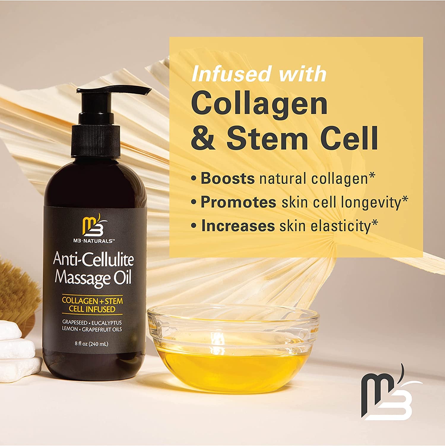 Anti Cellulite Massage Oil for Massage Therapy - Collagen and Stem Cell Skin Tightening Cellulite Cream for Women - 8 Fl Oz by