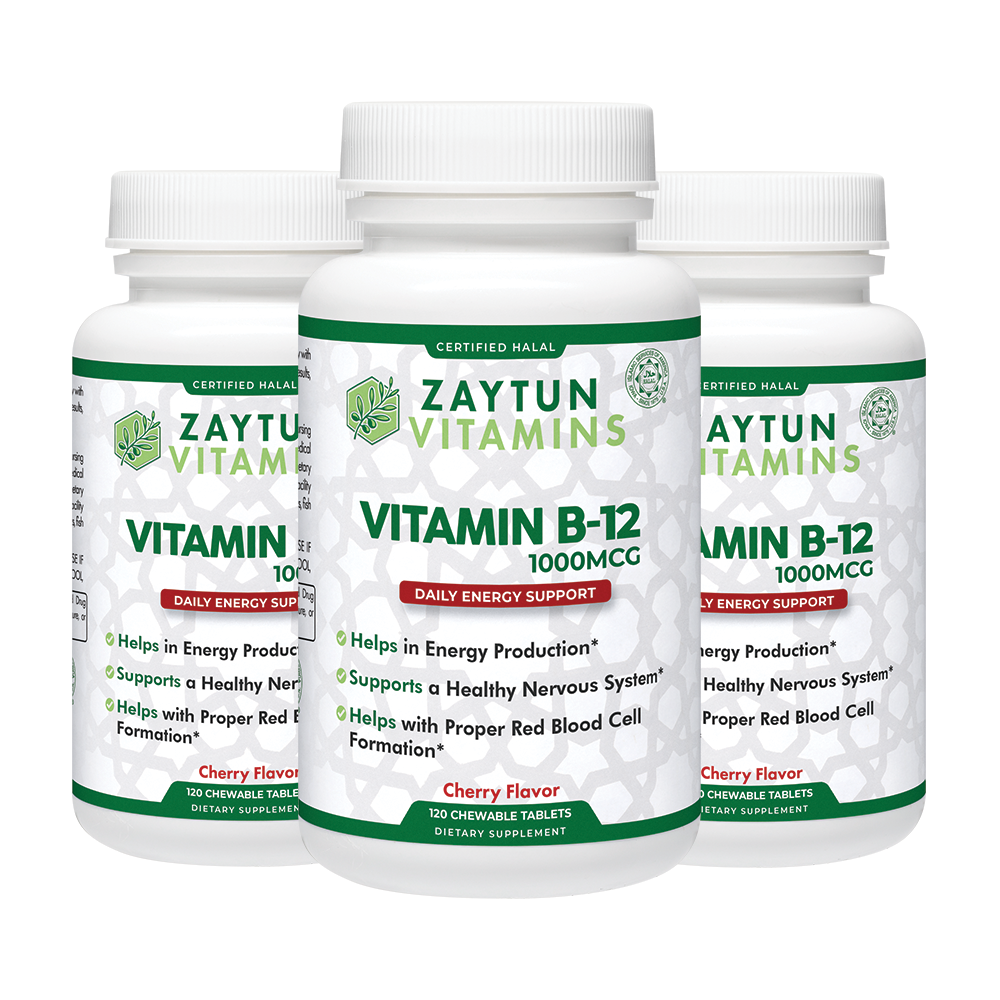 Vitamin B12 Chewable Tablets | 3-Pack, Halal