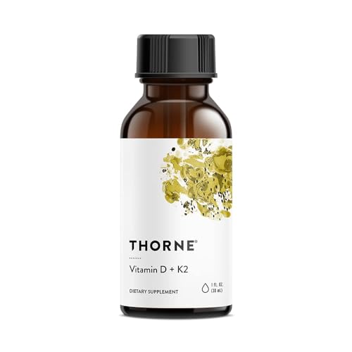 THORNE Vitamin D + K2 Liquid - Supports Bone, Muscle & Cardiovascular Health - 1 Fl Oz