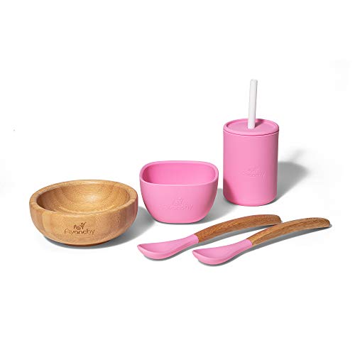 Avanchy Baby Gift Set - Mini Bamboo & Silicone Dishes, Safe for Kids - 5-Piece Set