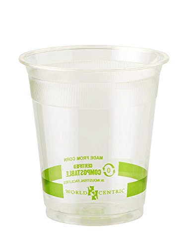 World Centric Compostable Cups - Plant-Based, Commercially Compostable, Clear - 7oz, Pack of 2000