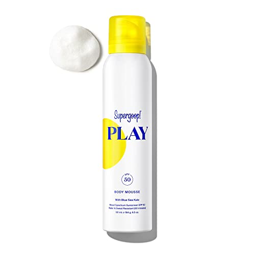 Supergoop! PLAY Body Mousse SPF 50 - Broad Spectrum Protection, Nourishing Blue Sea Kale - 6.5oz