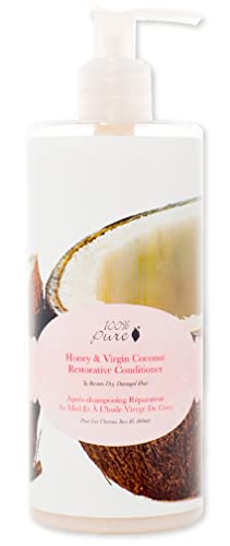 100% Pure Coconut & Honey Conditioner - Moisturizes, Strengthens, Nutrient Boost - 13 Fl Oz