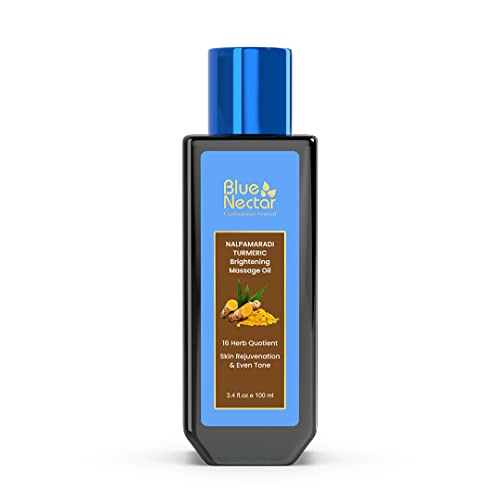 Blue Nectar Nalpamaradi Tailam Massage Oil - Skin Brightening with Turmeric & 16 Herbs - 3.38 Fl Oz