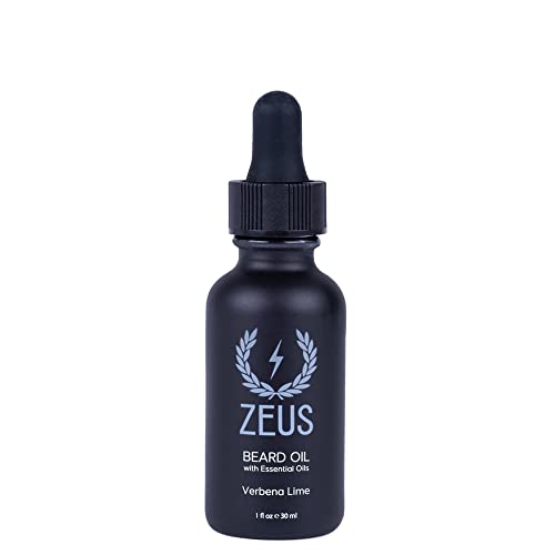 ZEUS Natural Beard Oil - Moisturizes, Softens & Reduces Itch, Verbena Lime - 1 oz.