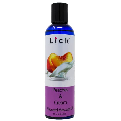 LICK Body Oil - Nourishing Vitamin E, Vegan & Non-Greasy Peaches and Cream Massage Oil - 4oz