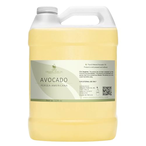 Organic Avocado Oil - Hydrating Carrier Oil for Skin & Hair, Non-GMO, Vegan - 128 oz