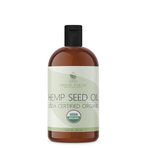 OPO Organic Hemp Seed Oil - Pure, Cold Pressed, Non-GMO, Vegan - 16oz, Omega 3,6,9