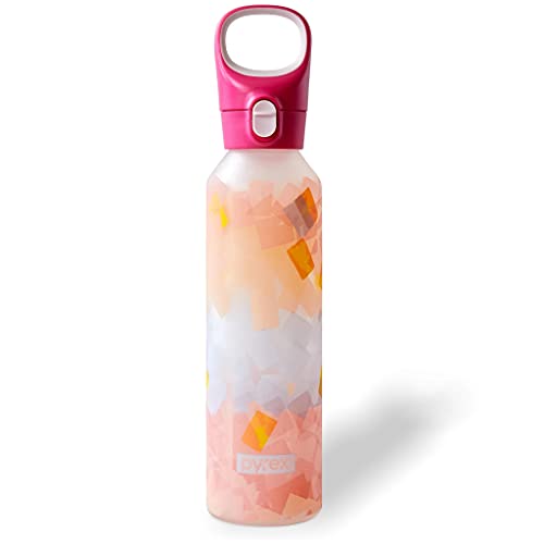 Pyrex 17.5-Oz Color Changing Glass Water Bottle - Leakproof, BPA-Free, Floral Design