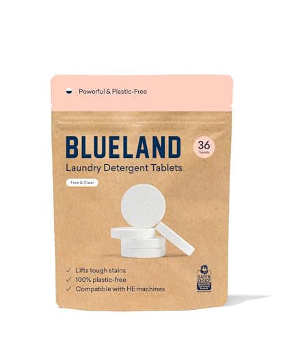 BLUELAND Laundry Detergent Tablets - Fragrance Free, Hypoallergenic, 36 Count