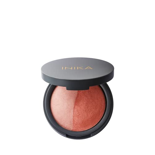 INIKA Organic Mineral Baked Blush Duo - Hydrating Squalane & Magnolia Extract, Rose & Peach - 30ml