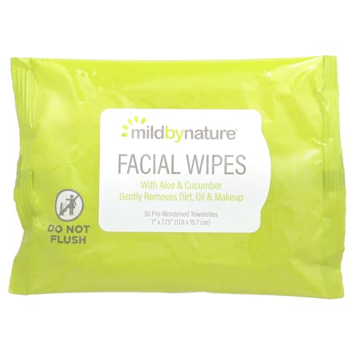 Mild By Nature Facial Cleansing Wipes - Gently Removes Dirt & Makeup, Biodegradable - 30 Towelettes