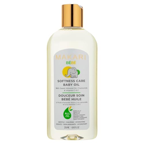 Makari Baby Massage Oil - Nourishing Sweet Almond & Chamomile for Sensitive Skin - 8oz