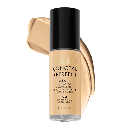 Milani Conceal + Perfect Liquid Foundation - Medium-To-Full Coverage, Cruelty-Free - 1 Fl. Oz.