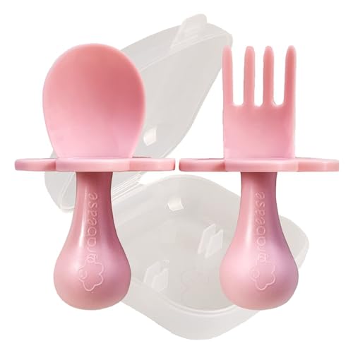 Grabease Baby Spoon Set - BPA & Phthalate-Free, Supports Self-Feeding - Blush, 1 Set