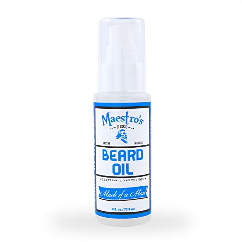 Maestro's Classic Beard Oil - Moisturizes & Tames, Vegan Ingredients, Mark of a Man Blend - 2oz