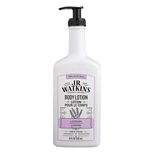 J R Watkins Body Lotion - 98% Natural Lavender Moisturizer, Paraben-Free - 18 fl oz