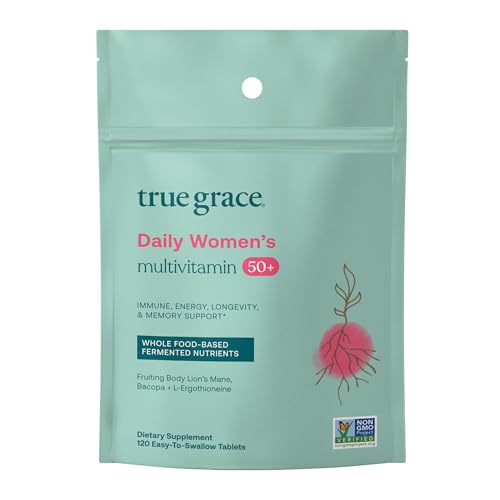 True Grace Daily Women’s Multivitamin 50+ - Immune, Energy, Memory Support - Vegan, 120 Tablets