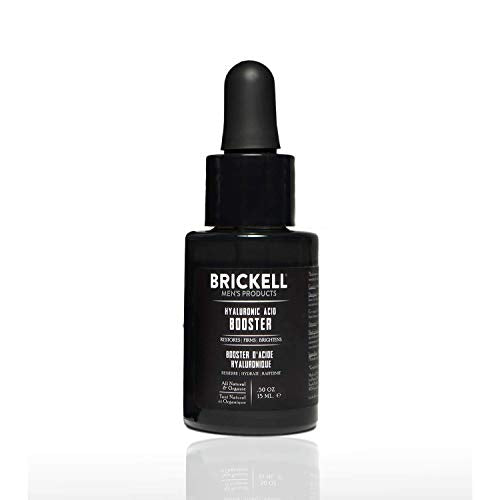 Brickell Men's Grooming Hyaluronic Acid Booster Serum - Hydrates, Nourishes, Reduces Lines - 0.5oz