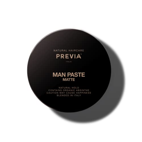 PREVIA Man Paste - Natural Hold Hair Styling Cream, Matte Finish with Organic Extracts - 3.38oz