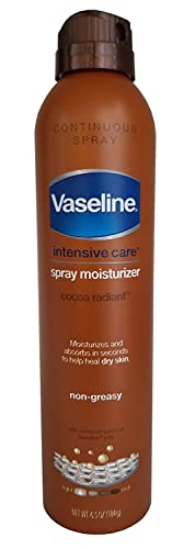 Vaseline Spray & Go Moisturizer - Deep Hydration, Non-Greasy, Cocoa Scent - 6.5 oz, Pack of 4