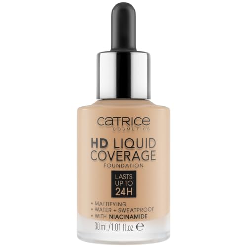 Catrice HD Liquid Coverage Foundation - High Coverage, Natural Matte Finish, Vegan - 008 Fair Beige