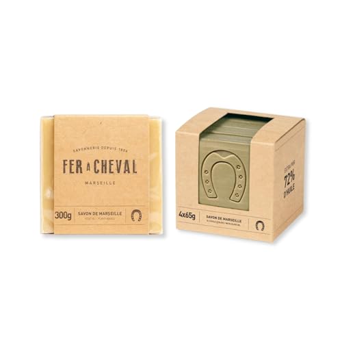 Fer à Cheval Marseille Soap Bar - Natural, Hypoallergenic Cleanser for All Skin Types - 4x65g