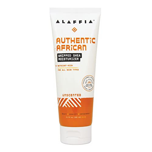 Alaffia Authentic African Whipped Shea Moisturizer - Nutrient-Rich, Unscented, 3.4 Fl Oz