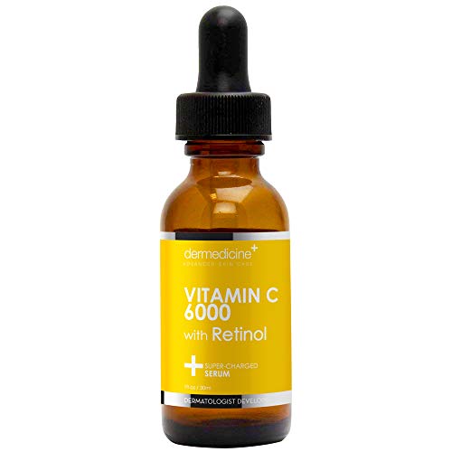 Dermedicine Vitamin C 6000 Face Serum - Reduces Wrinkles, Brightens Skin Tone - 1 fl oz