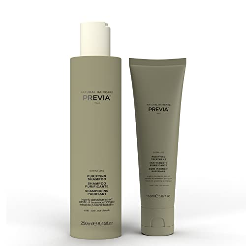 Previa Scalp Treatment Set - Soothing Anti-Dandruff Shampoo & Purifying Hair Treatment - 13.45oz