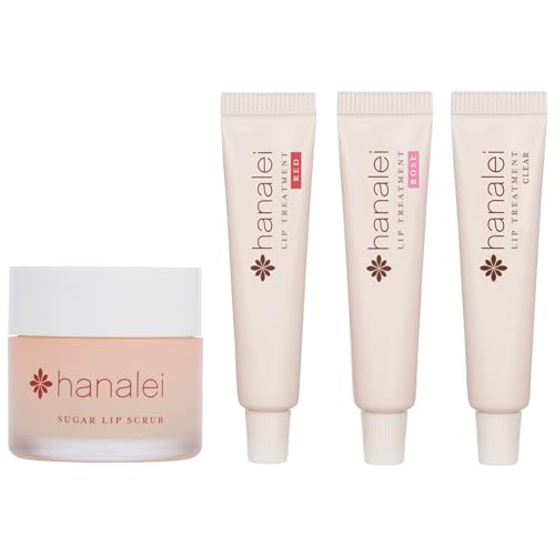 Hanalei Lip Scrub & Treatment Bundle - Restores Moisture, Exfoliates, Travel Size - 3 Pack