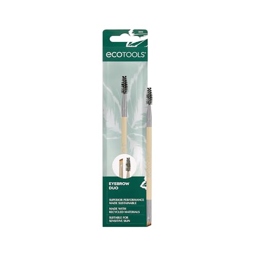 EcoTools Eyebrow Duo Brush - Shape & Define Brows, Vegan & Cruelty-Free - Dual-Ended, 1 Count