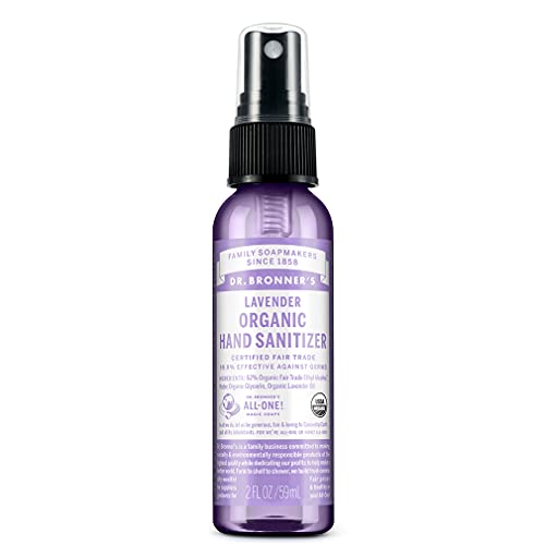 Dr. Bronner's Organic Hand Sanitizer Spray - Cleanses & Moisturizes, USDA Certified - Lavender, 2oz