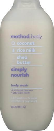 Method Body Wash - Moisturizing Coconut & Rice Milk, Paraben-Free, 65% Recycled Bottle - 18oz