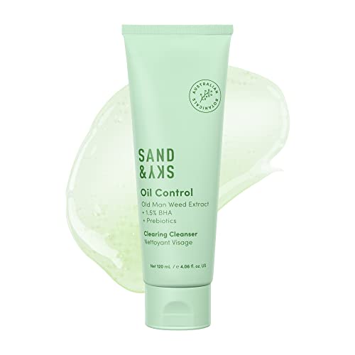 Sand & Sky Face Cleanser - Regulates Oil & Soothes Redness, Salicylic Acid & Prebiotics - 150ml