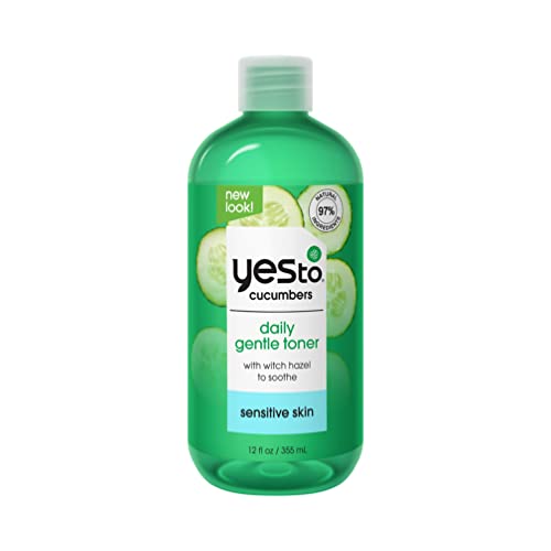 Yes To Cucumbers Face Toner - Calms Redness, Hydrates with Witch Hazel & Aloe Vera - 12 Fl Oz