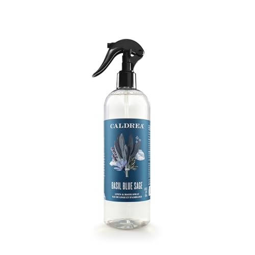 Caldrea Linen & Room Spray - Freshens Fabrics with Essential Oils, Basil Blue Sage Scent - 16 oz