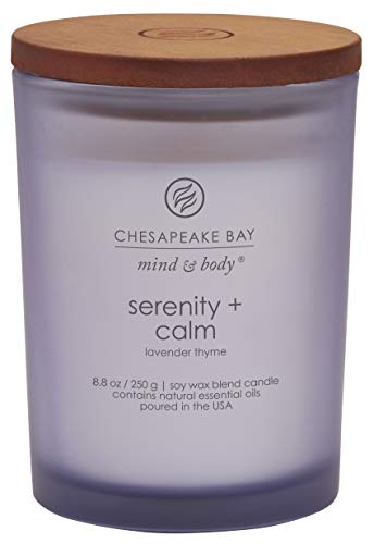 Chesapeake Bay Candle - Lavender Thyme Aroma, Essential Oils, 50 Hours Burn Time - Orange Jar