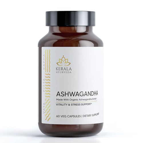 Kerala Ayurveda Ashwagandha Capsules - Stress Relief & Energy Boost, Herbal Supplement - 60 Count