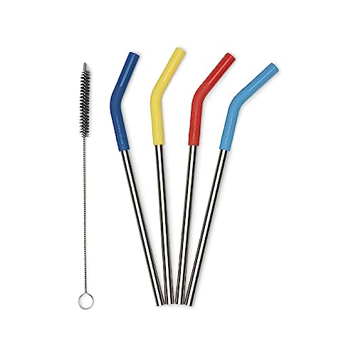 Klean Kanteen Reusable Straws - BPA-Free, Food-Grade Silicone Tips, 4 Pack - 2-Piece Set