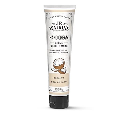 J.R. Watkins Hand Cream - Hydrating Coconut Moisturizer with Shea & Cocoa Butter - 3.3oz