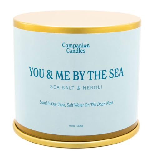 Companion Candles Pet Safe Wood Wick Candle - Sea Salt & Neroli, Non-Toxic - 11.8oz, 50+ Hr Burn