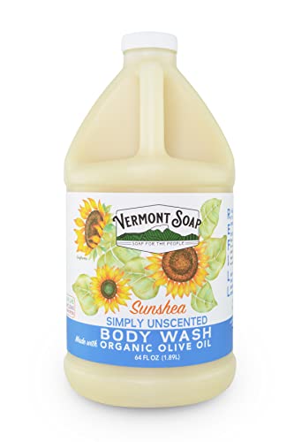 Vermont Soap Body Wash - Moisturizing & Soothing for Dry Sensitive Skin, Unscented - 64oz