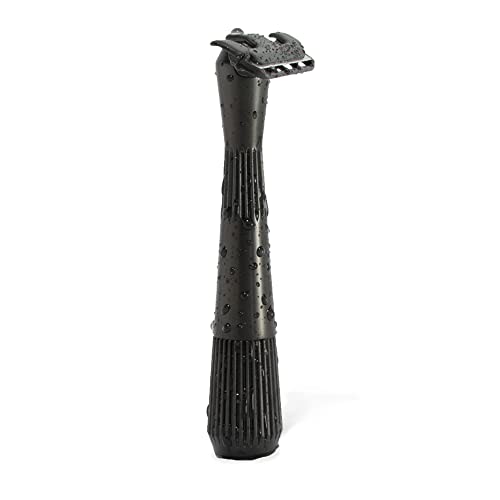 Leaf Shave Thorn Razor - Ultra Close Shave, Easy Blade Loading, Plastic-Free - Black